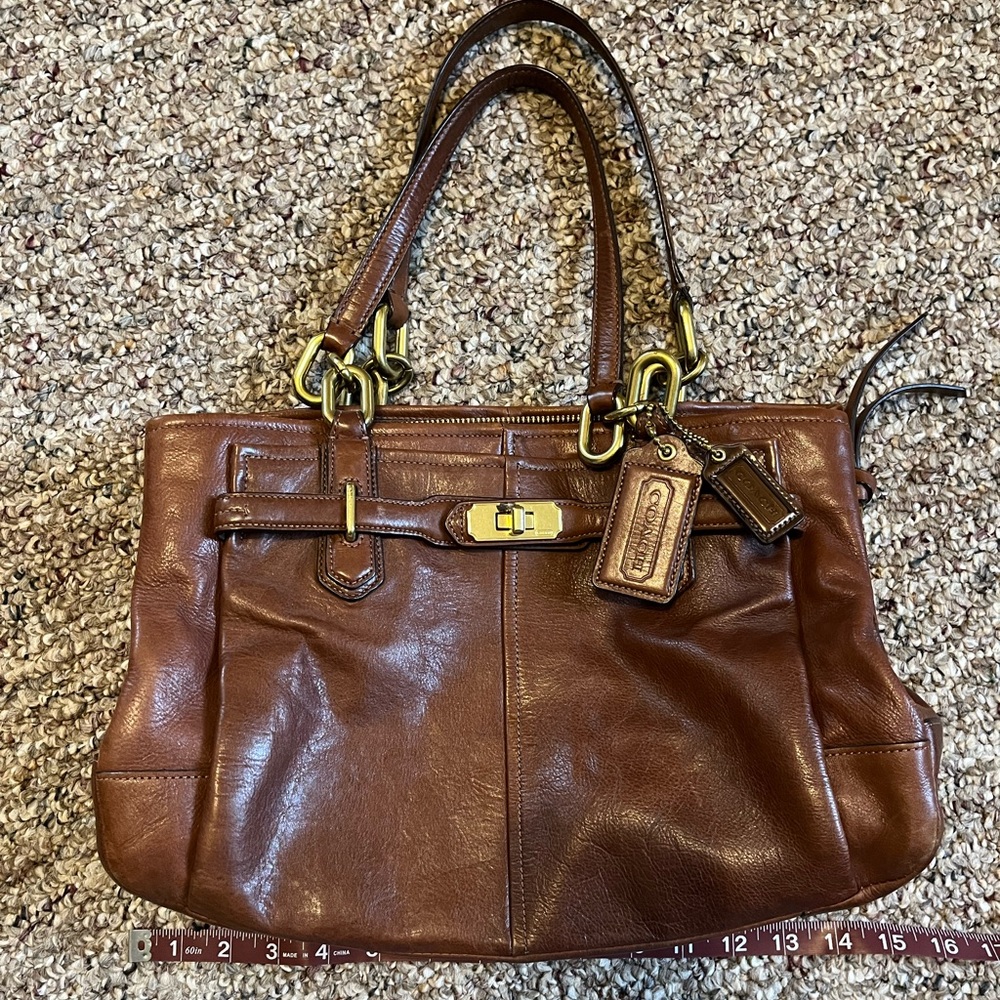 Coach satchel handbag brown leather